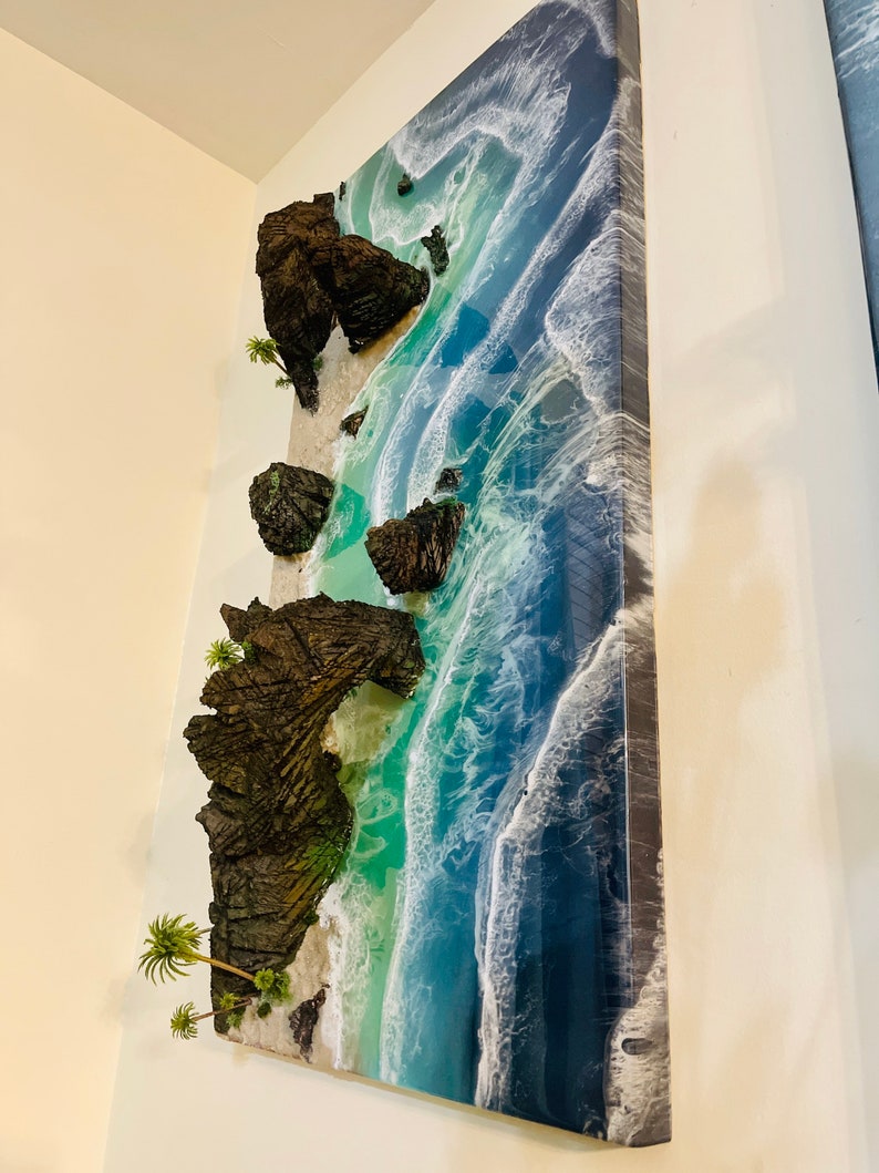 Treasure Island 3D hyper realistic large canvas painting on 48 x 23.5 wooden canvas panel by Nick Metcalf zdjęcie 9