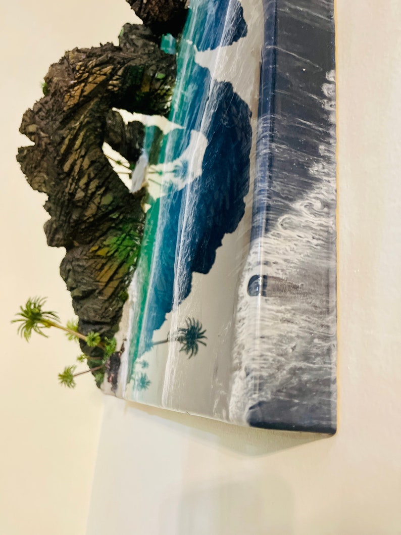 Treasure Island 3D hyper realistic large canvas painting on 48 x 23.5 wooden canvas panel by Nick Metcalf zdjęcie 6