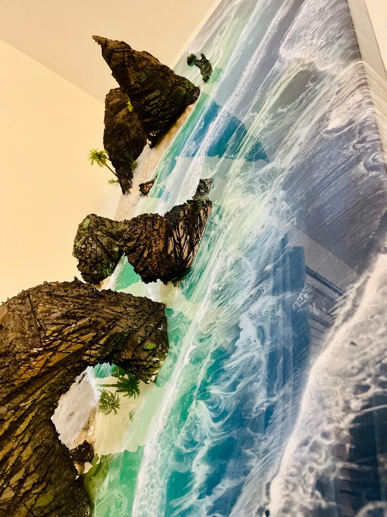 Treasure Island 3D hyper realistic large canvas painting on 48 x 23.5 wooden canvas panel by Nick Metcalf zdjęcie 7