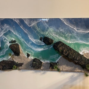 Treasure Island 3D hyper realistic large canvas painting on 48 x 23.5 wooden canvas panel by Nick Metcalf zdjęcie 4