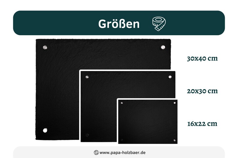 Puede incluir: Tres pizarras negras de diferentes tama&ntilde;os, con las medidas 30x40 cm, 20x30 cm y 16x22 cm. Las pizarras se muestran sobre un fondo blanco.