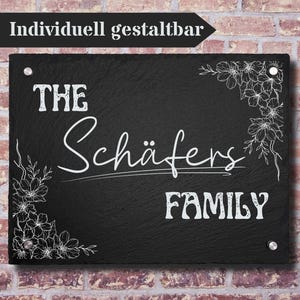 Skifferhusskylt med gravyr | personlig med namn och husnummer | 3 storlekar | inflyttningspresent | dörrskylt | entré