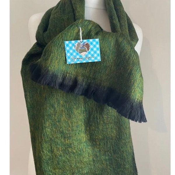 Alpaca Wool Scarf Wraps SHawls Plain Green Yellow Black.
