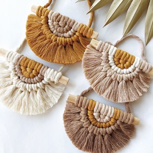 Mini macramé para colgar en la pared: decoración bohemia de lino, diseño Sunshine