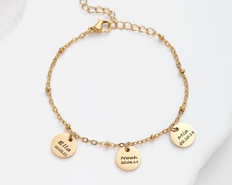 Personalised Initial Charm Bracelet, Engraved Non-Tarnish Charm Bracelet , Mother's Day Gifts, Friendship Bracelets, Grandmother Gifts