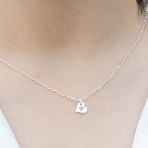 Heart necklace, Initial necklace,personalized jewelry, Dainty handstamped necklace, gift for mom, gift for her, monogram necklace image 2