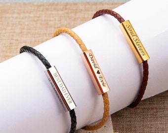 Pulseira infantil 100% couro genuíno: pingente com mensagem gravada, várias cores