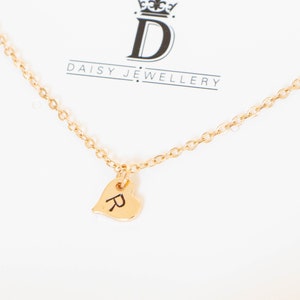 Heart necklace, Initial necklace,personalized jewelry, Dainty handstamped necklace, gift for mom, gift for her, monogram necklace image 3