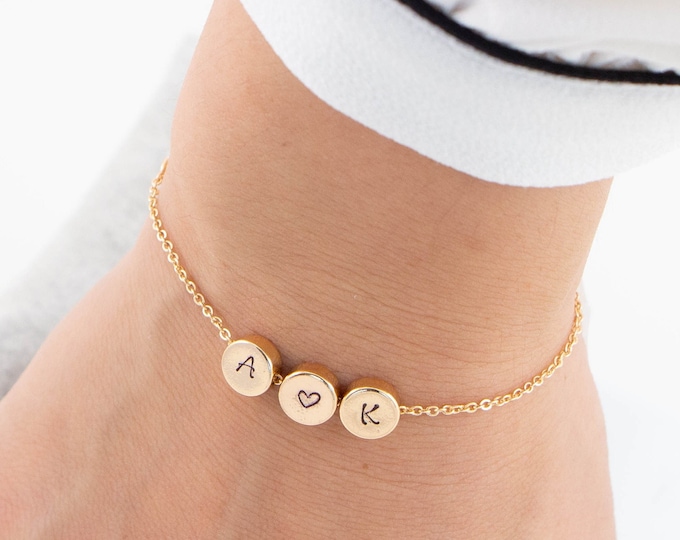 Personalized Initial Dot Bracelet, Dainty Minimalist, Custom Monogram