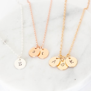 Initial necklace Gold ,Silver, Rose gold , letter necklace, personalized custom initial round disc necklace, monogram necklace, minimalist