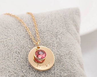 Personalisierte Geburtsstein Namen Halskette, Familien Schmuck