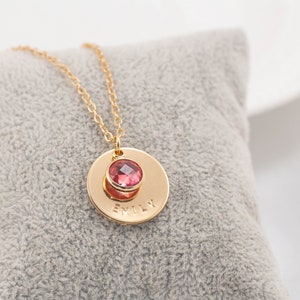 Collar con nombre, collar de piedra de nacimiento, collar familiar, regalo del día de la madre, joyería personalizada, collar de abuela, regalo para ella