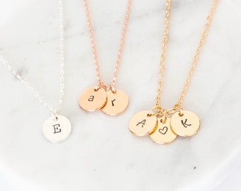 Initial necklace Gold ,Silver, Rose gold , letter necklace, personalized custom initial round disc necklace, monogram necklace, minimalist