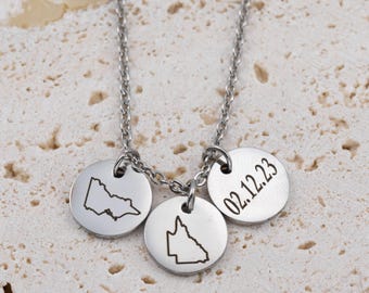 Personalisierte Zustandshalskette: Edelstahl-Ferngeschenk