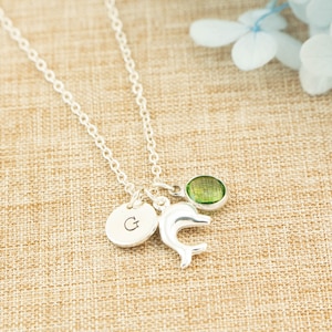 Silver dolphin necklace for women and girls, dolphin charm pendant, personalised, beach ocean necklace jewelry, summer necklace