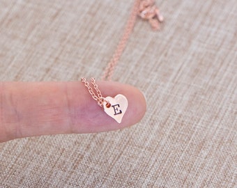 Heart necklace, Initial necklace,personalized jewelry, Dainty handstamped necklace,  gift for mom, gift for her, monogram necklace