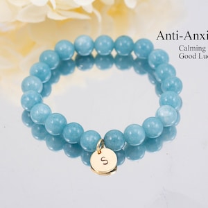 Pulsera de aguamarina para aliviar el estrés y la ansiedad, pulsera para la ansiedad, pulsera calmante, pulsera curativa, regalo para ella