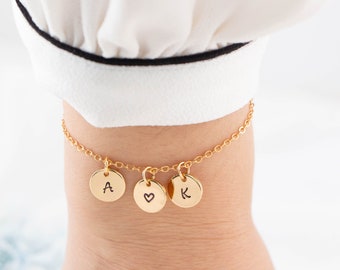 Initial bracelet, two initial bracelet, personalized bracelet, letter bracelet, name bracelet, bridesmaid gift, girlfriend gift