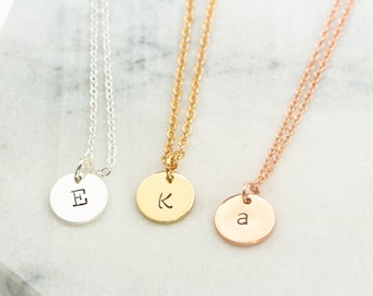 Initial necklace Gold ,Silver, Rose gold,  Initial disc necklace,personalized initial necklace, monogram necklace, mom jewelry, gift for her