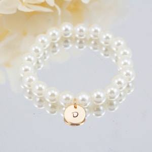 Personalised Flower Girl Gift, Flower Girl Pearl Bracelet, Initial Bracelet, Pearl Bracelet,Flower Girl Jewelry,Wedding Gifts,Child Bracelet
