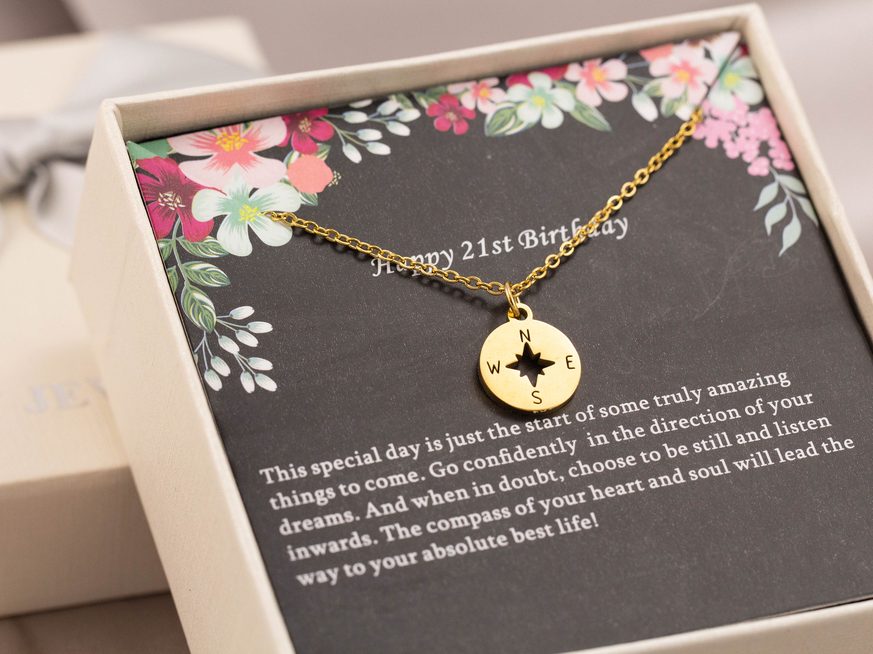 21st Birthday Compass Necklace: Daughter Gift, Granddaughter Gift - Etsy
