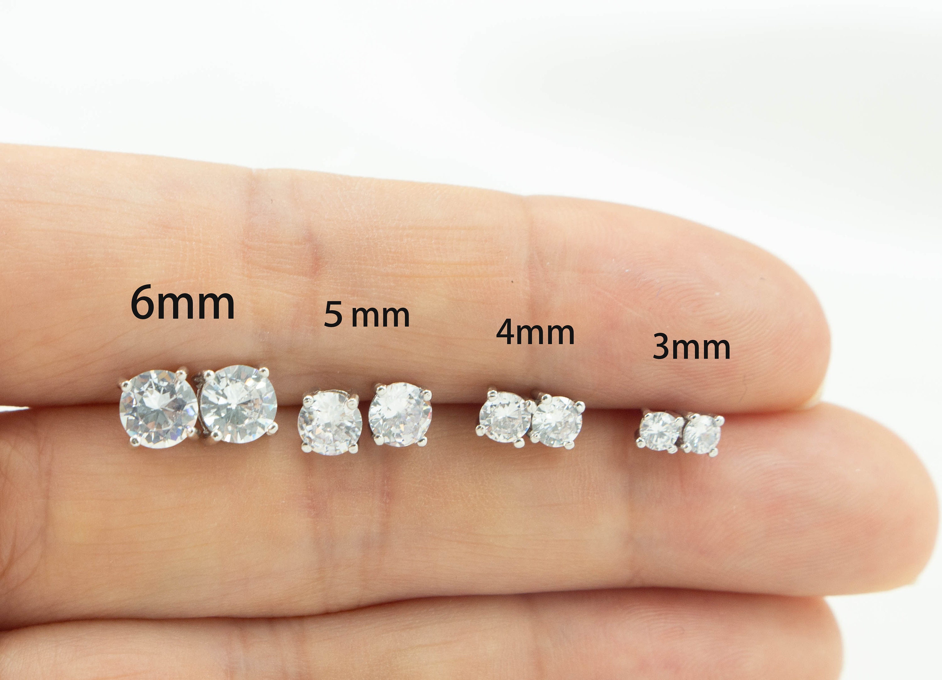 Buy Sterling Silver Stud Earrings, CZ Diamond Stud Earrings