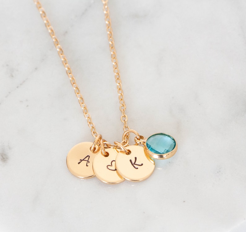 Initial Necklace Birthstone Necklace Personalised Jewellery Etsy