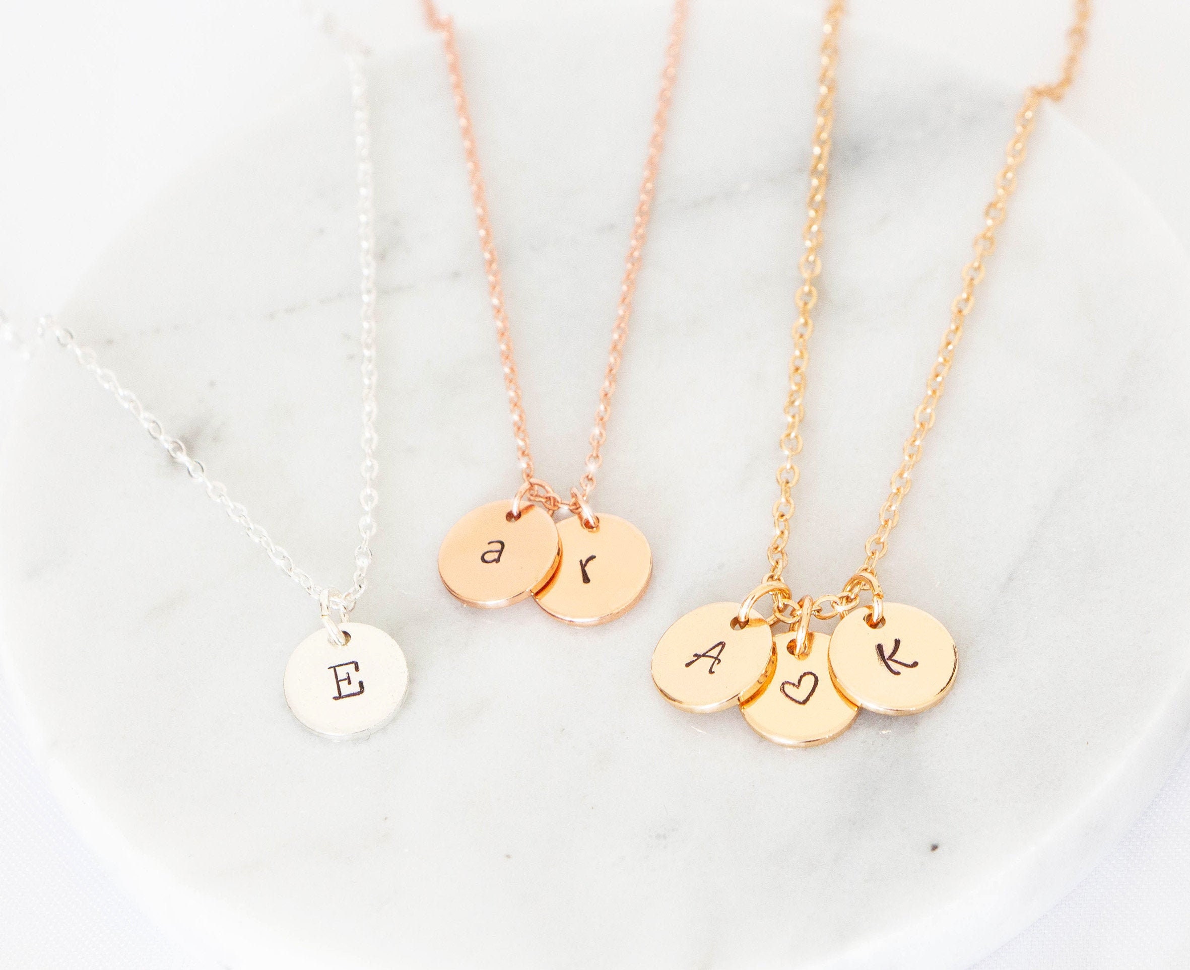 Initial necklace Gold ,Silver, Rose gold , letter necklace, personali…