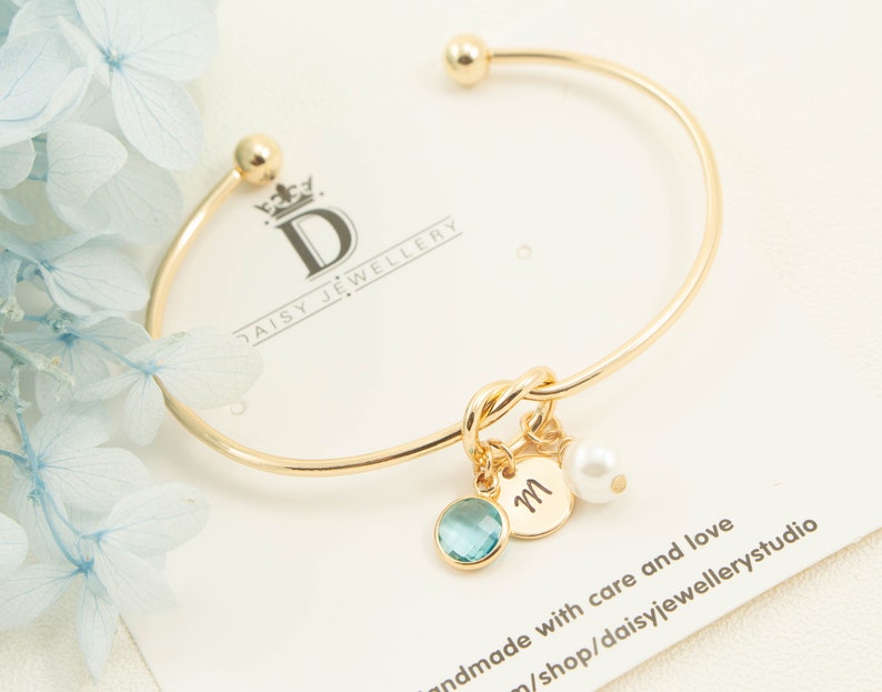 Knot Bracelet With Personalized Charms Initial Disc pearl Etsy Australia