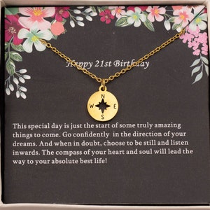 21st Birthday Gift for Her, Compass Necklace, 21st Gift  for Her, Gift for 21st, Gift for Daughter, Gift for Granddaughter, 21st Jewellery