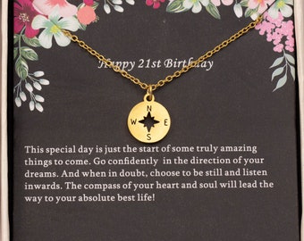 21st Birthday Gift for Her, Compass Necklace, 21st Gift  for Her, Gift for 21st, Gift for Daughter, Gift for Granddaughter, 21st Jewellery