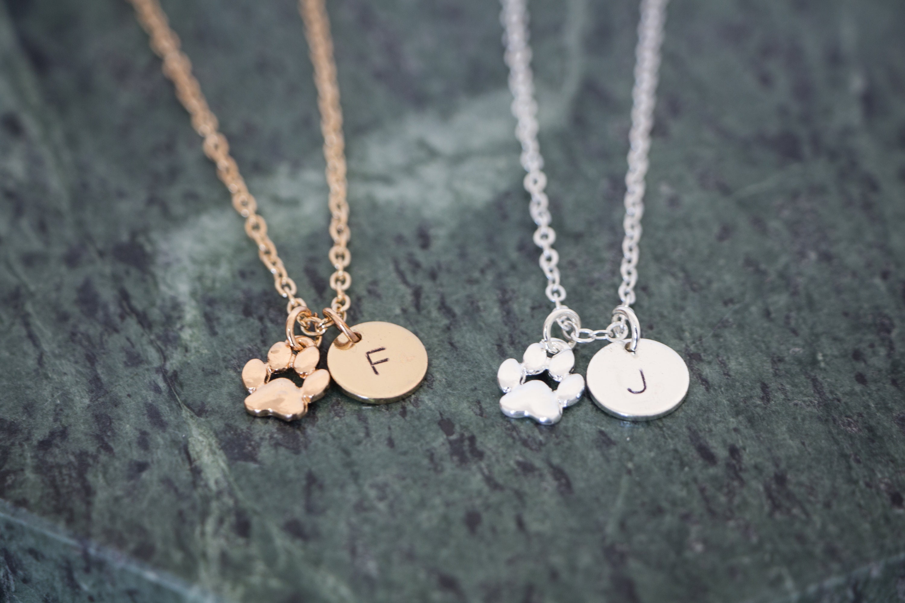 Silver dog shop paw necklace