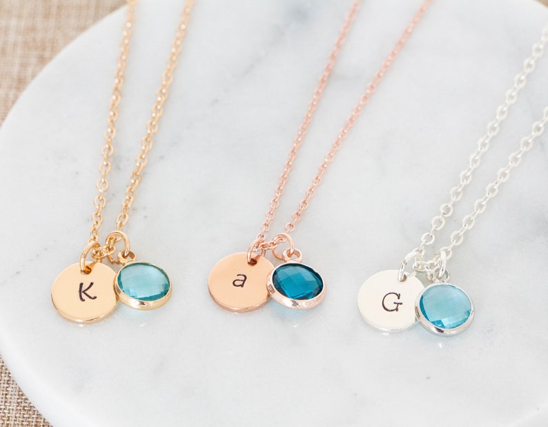 Initial Necklace Birthstone Necklace Personalised Jewellery Etsy