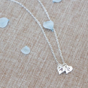 Heart necklace, Initial necklace,personalized jewelry, Dainty handstamped necklace, gift for mom, gift for her, monogram necklace image 5