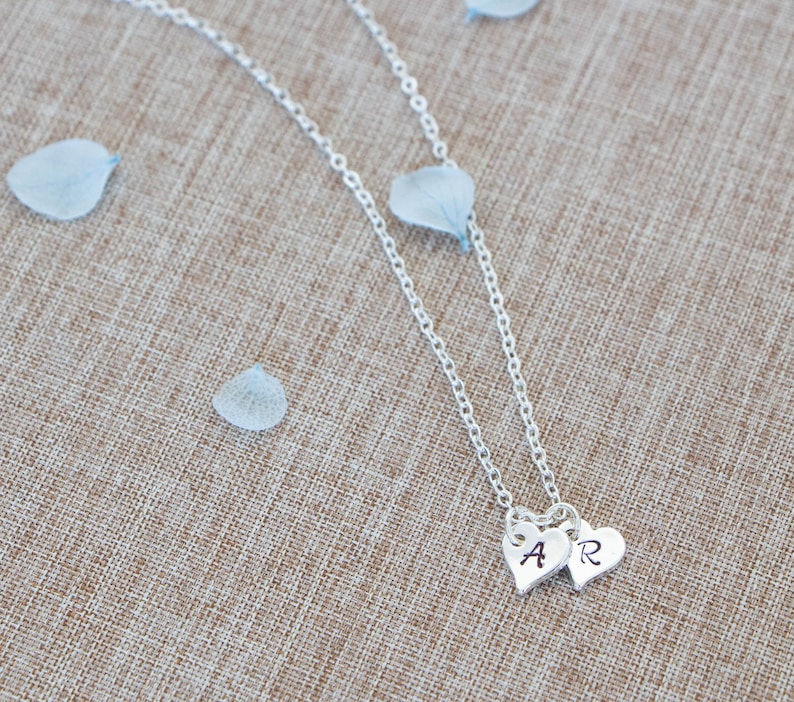 Heart necklace, Initial necklace,personalized jewelry, Dainty handstamped necklace, gift for mom, gift for her, monogram necklace image 5