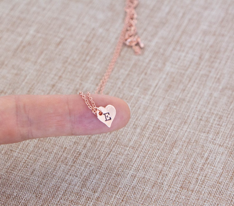 Heart necklace, Initial necklace,personalized jewelry, Dainty handstamped necklace, gift for mom, gift for her, monogram necklace image 1