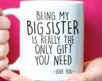 Big sister gifts, big sister mug, worlds best sister mug, birthday gift idea, gift from little sister or sister, christmas gift idea