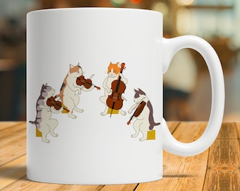 Regalo de taza de café musical de gato cuarteto
