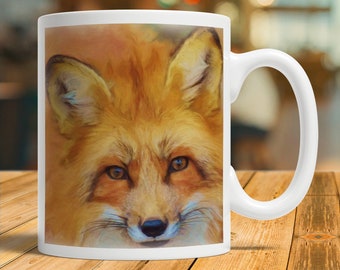 Red Fox Coffee Mug Gift, Red Fox Gift, Red Fox Mug, Red Fox Coffee Cup, Fox Watercolour, Red Fox Oil Painting