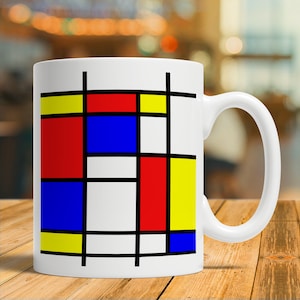 Mondrian Gift, Mondrian Mug, Mondrian Coffee Cup