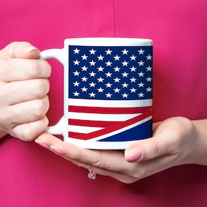 British American Gift, British American Mug, British American Coffee Cup, British American Flag