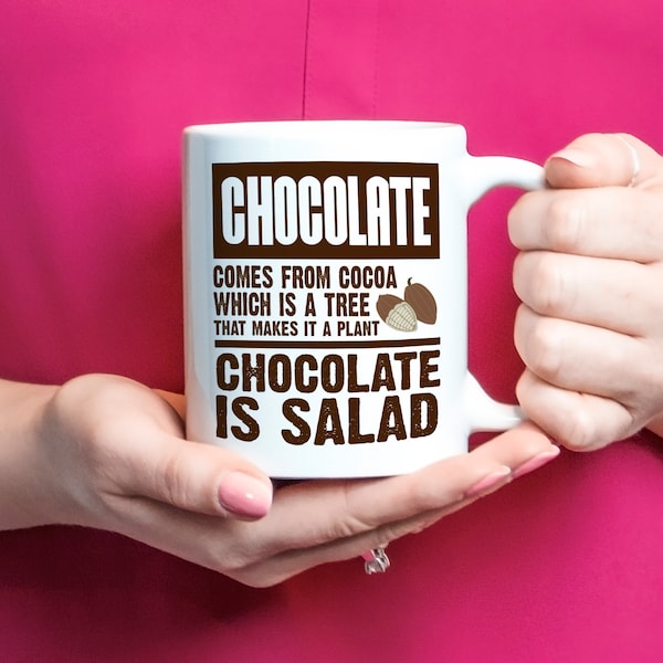 Regalo de chocolate, taza de chocolate, taza de chocolate, regalo de amante del chocolate, ensalada de chocolate