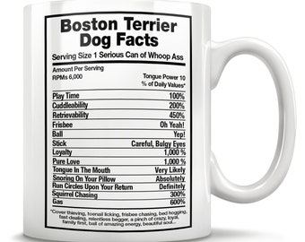 Boston Terrier Dog Facts, Boston Terrier Gifts, Boston Terrier Mug, Boston Terrier Lover, Boston Terrier Cup, Dog Coffee Mug, Birthday Gift