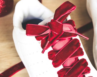 Red Velvet Shoelaces - Vintage Velvet Shoelaces - Original Shoelaces for Sneakers - Gift - Shoelaces