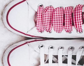 Red and white Vichy laces - Shoelaces - Original laces for sneakers and shoes - gift - Converse shoe laces - Spring fashion