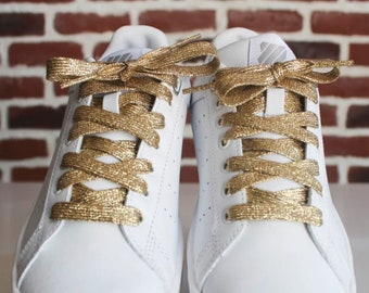 Lacets Paillettes Dorés - Shoelaces - Lacets originaux pour baskets et chaussures - Accessoire chaussures cadeau - shoe laces - Glitter Gold