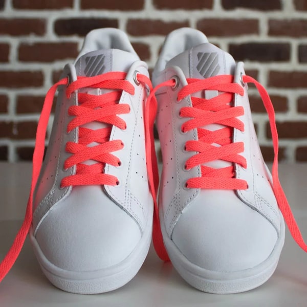 Flat Neon Pink Shoelaces - Basic Shoelaces - Original Shoelaces for Sneakers and Shoes - Pink Neon Shoelaces - Trendy Cotton Shoelaces