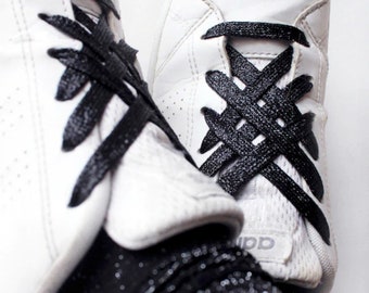 Lacets Paillettes Noirs - Shoelaces - Lacets originaux pour baskets et chaussures - Lacets tendance - Accessoire chaussures cadeau noël