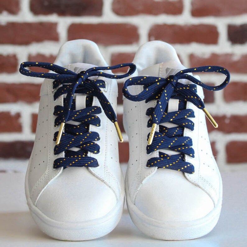 Navy Blue and Golden Gold Laces Shoelaces Original Laces Etsy