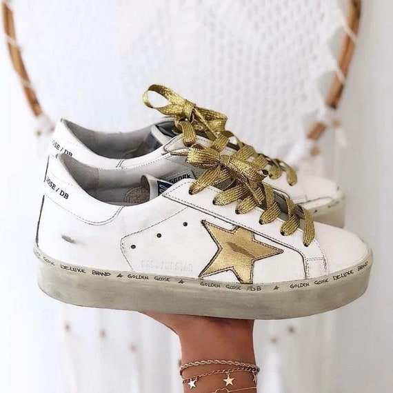 Metallic gold shoe strings clearance